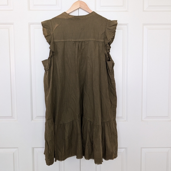 Anthropologie Pilcro Button Down Ruffle Dress in Green - Picture 9 of 15
